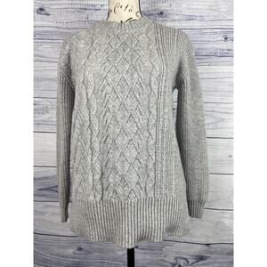 Banana Republic Cable Knit Sweater Womens XS Gray Crew Long Sleeve Wool Blend